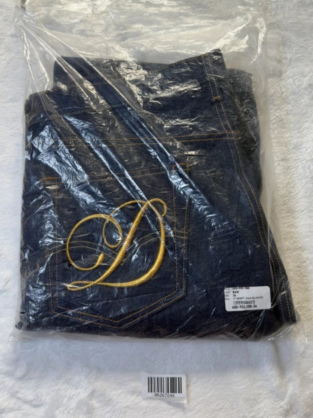 Denim Tears DT Mens Metallic Gold Script 501 Selvedge Jeans Size 36